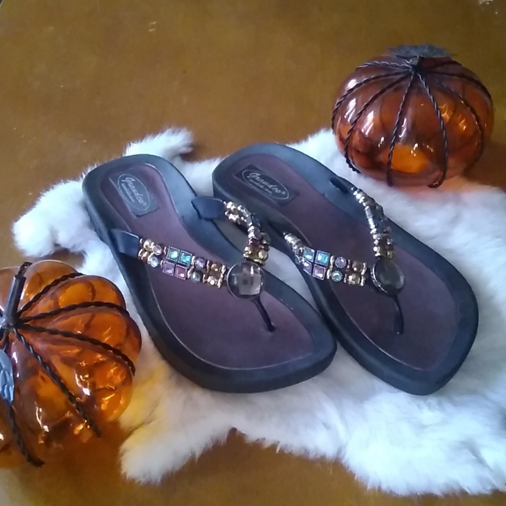 Black Jewelled Spa Sandals